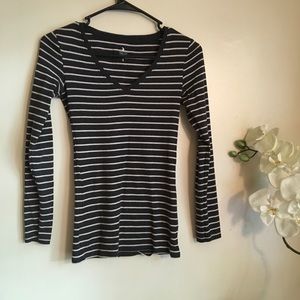 TALLY WEIJL Dark Grey Striped Top